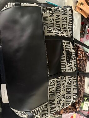Steve Madden Black & Grey Logo Tote